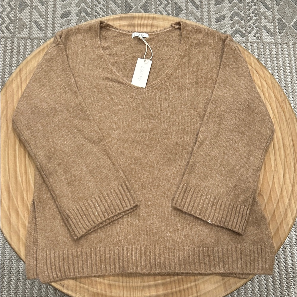 Z Supply Women's V-Neck Cashmere-Blend Sweater in Camel